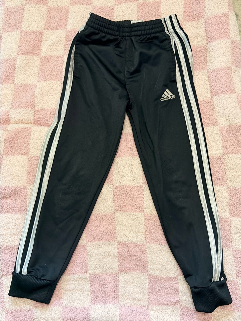 adidas Black Joggers with White Triple Stripes